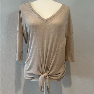 Express Beige Front Tie Blouse